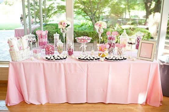 Bar a bonbons mariage rose bonbon, rose poudre et argent